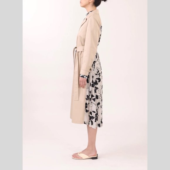 NWT Jason Wu Trench Coat with Jacquard Pleated Back size Large - Picture 2 of 11